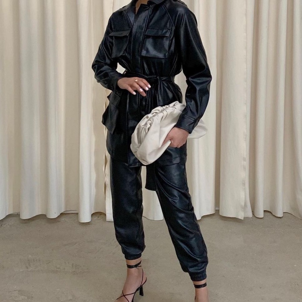 Faux Leather Joggers
